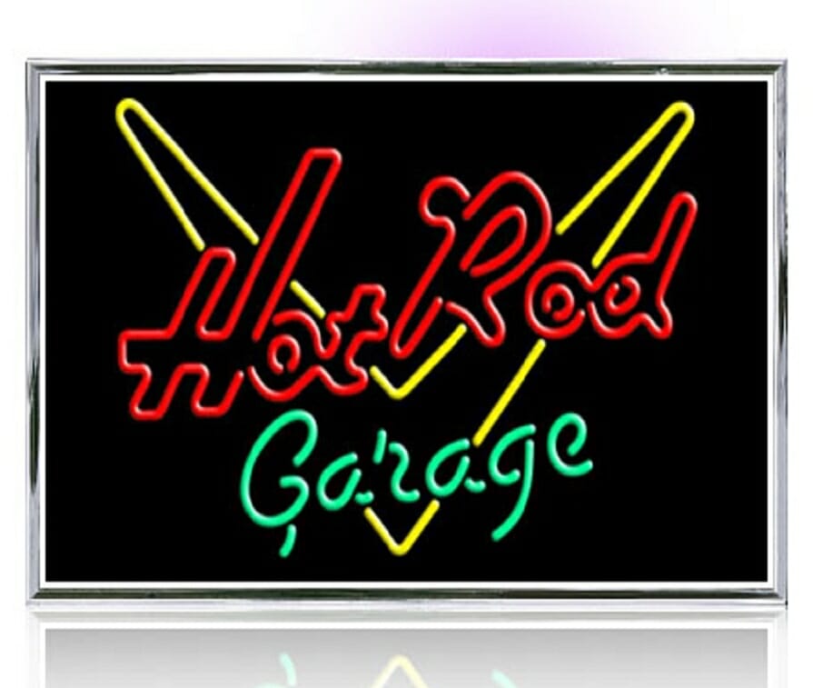 NEON GARAGE SIGNAUX SIGNALES SANGES DE RETRO SIGNALITÉ IMPORTATIONS DE LAWTON MULTITURE HOTROD