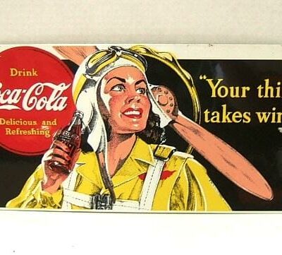 Retro Sign Enamelled Metal – Coca-Cola Airwoman