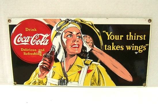 Retro Sign Enamelled Metal – Coca-Cola Airwoman