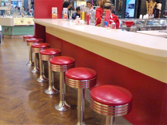 Bel Air BS27 Soda Fountain Retro Diner Floor Fixed Swivel Barstool