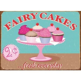 Retro Enamelled Sign – Fairy Cakes