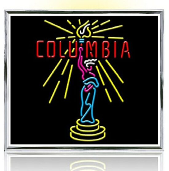 Columbia Pictures Retro Real Glass Neon Hanging Sign