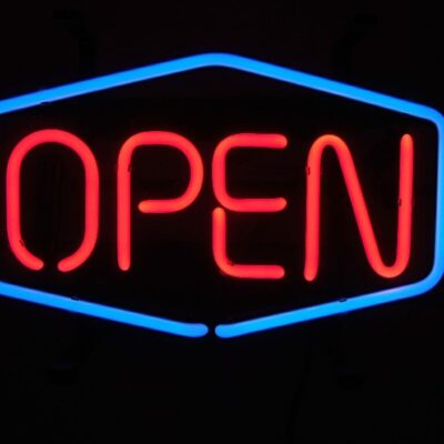 Open Sign Small Retro Real Glass Neon Hanging Sign – 149022