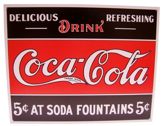 Retro Enamelled Sign – 5c Coke Soda Fountain