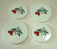 Enamelled Steel Electric Hob Covers – Bunch of Cherries – Set of Four