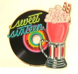 Retro Sign - Sweet Sixteen
