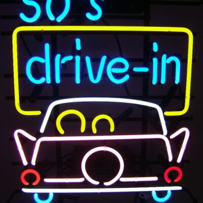 50’s Drive In Retro Real Glass Neon Hanging Sign