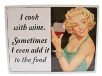 Retro Enamelled Sign - I Cook With Wine