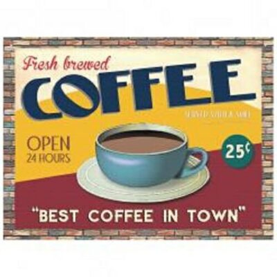 Retro Enamelled Sign – 5c Coffee Best In Town
