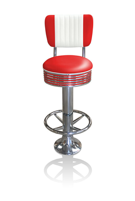 Bel Air BS27CB-FR Swivel Floor Fixed Barstool With Footring And Backrest