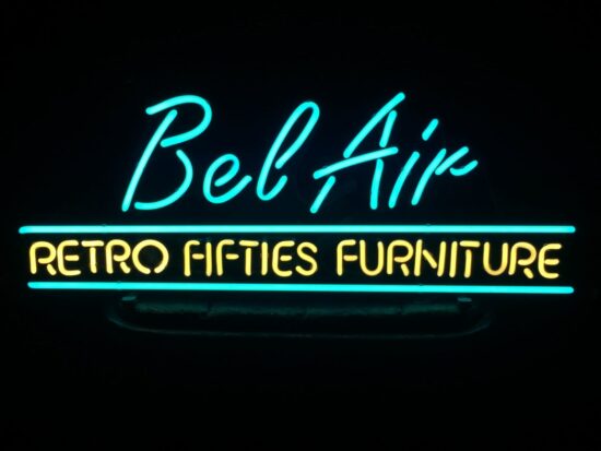 Bel Air Retro Fifties Furniture Real Glass Neon Sign