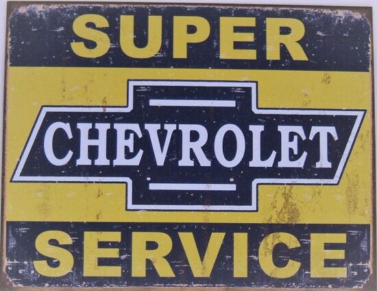 Retro Sign Enamelled Metal – Chevrolet Super Service