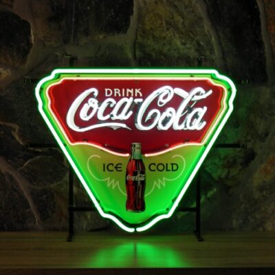 Coca Cola Retro Real Glass Neon Sign – Triangular With Background – 148355