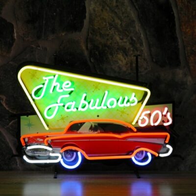 Fabulous Fifties Retro Real Glass Neon Sign with Background – 148332