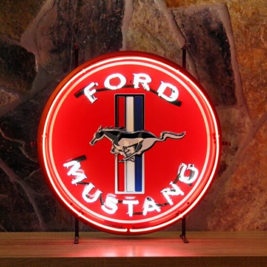 Ford Mustang Real Glass Retro Neon Sign With Background – 148343