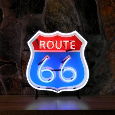 Route 66 Real Glass Retro Neon Sign with Background – 148326