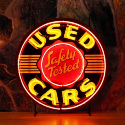 Used Cars Retro Real Glass Neon Sign with Background – 148279