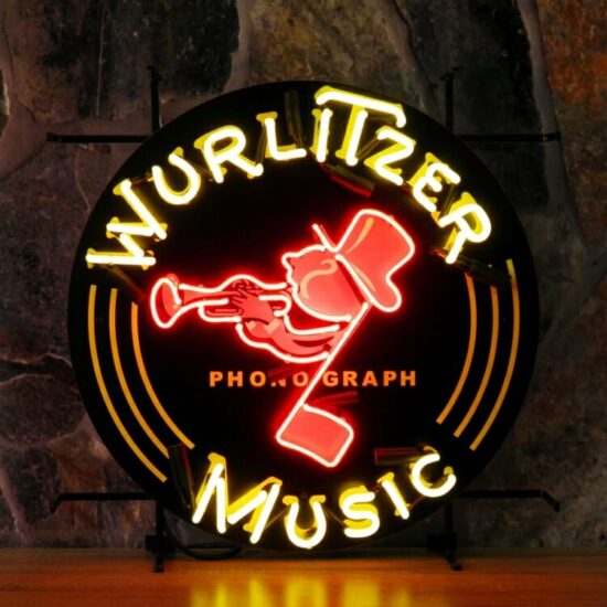 Wurlitzer Music Real Glass Retro Neon Sign with Background – 148330