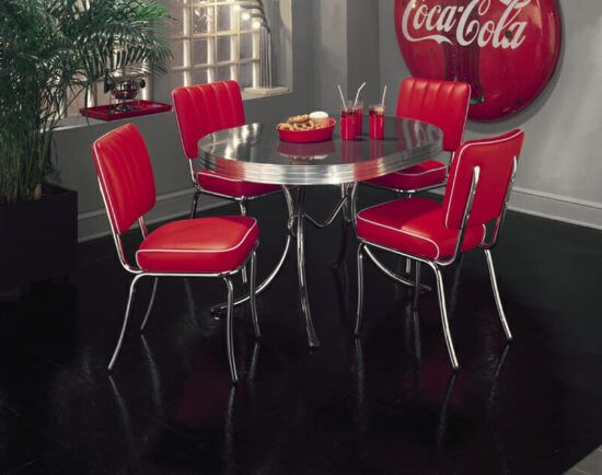 Bel Air TO26+CO25 Set Of Retro Diner Table & Four Chairs