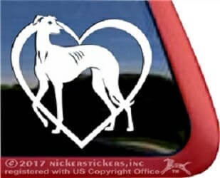 Heart Of A Greyhound- Decal Car Window Sticker
