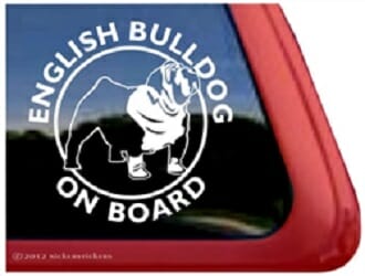 English Bulldog On Board – Decal Car Window Sticker