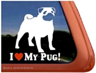 I love My Pug – Decal Car Window Sticker