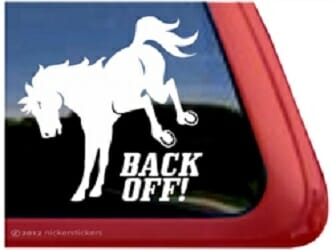 Back Off – Horse Kicking – Decal Car Window Sticker