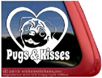 Pugs & Kisses – Decal Car Window Sticker